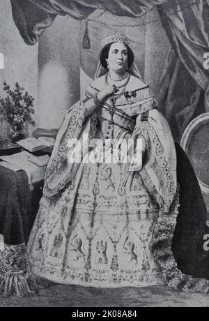 Isabella II. (10. Oktober 1830 - 9. April 1904), die vom 29. September 1833 bis zum 30. September 1868 Königin von Spanien war Stockfoto