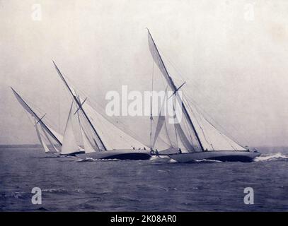 American Fifty-Seven Footers im Rennen vor Larchment, New York, USA Stockfoto