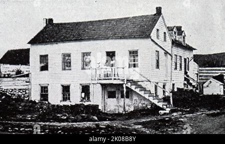 John Burns' Hütte in Gettysburg. John Elliot Burns (20. Oktober 1858 - 24. Januar 1943) war ein englischer Gewerkschafter und Politiker, insbesondere in Verbindung mit der Londoner Politik und Battersea. Er war ein Sozialist und dann ein liberales Mitglied des Parlaments und Minister Stockfoto