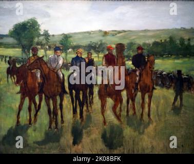 The Riders, c1885 von Edgar Degas (geboren Hilaire-Germain-Edgar De Gas; 19. Juli 1834 - 27. September 1917) war ein französischer Impressionist, der für seine Pastellzeichnungen und Ölgemälde berühmt war Stockfoto