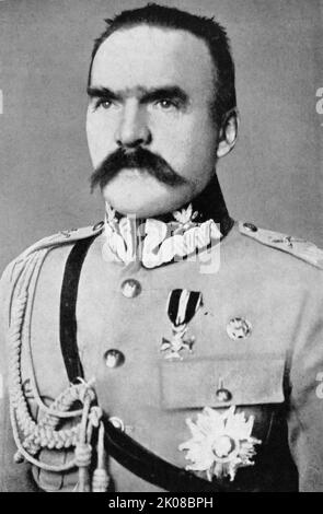 Jozef Klemens Pilsudski (1867 - 1935) Polnischer Staatsmann, der als Staatschef (1918-1922) und erster Marschall von Polen (ab 1920) diente. Er galt als de facto Führer (1926-35) der Zweiten Polnischen Republik als Minister für militärische Angelegenheiten. Nach dem Ersten Weltkrieg hatte er eine zunehmende Dominanz in der polnischen Politik und war ein aktiver Akteur in der internationalen Diplomatie Stockfoto