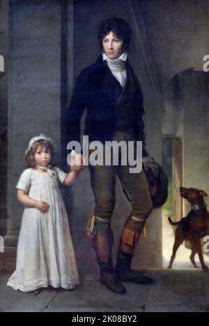 Jean-Baptiste Isabey et sa fille Alexandrine, 1795 von Francois Pascal Simon Gerard (4. Mai 1770 - 11. Januar 1837), 1809 Baron Gerard genannt, war ein prominenter französischer Maler. Jean-Baptiste Isabey (11. April 1767 - 18. April 1855) war ein französischer Maler, der in Nancy geboren wurde Stockfoto