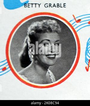 Betty Grable. Elizabeth Ruth Grable war eine amerikanische Schauspielerin, Pin-up-Mädchen, Tänzerin, Model und Sängerin Stockfoto