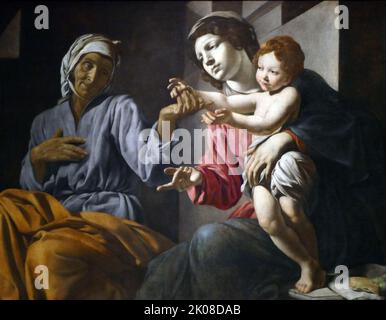 Jungfrau Maria mit Kind und St. Anne, c1633, von Giovanni Battista Caracciolo (auch Battistello genannt) (1578-1635) war ein italienischer Künstler und wichtiger neapolitanischer Anhänger von Caravaggio Stockfoto