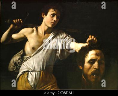 David mit Goliaths Kopf, C1600-01, von Michelangelo Merisi (Michele Angelo Merigi oder Amerighi) da Caravaggio, bekannt als Simply Caravaggio (29. September 1571[2] - 18. Juli 1610), war ein italienischer Maler, der den größten Teil seines künstlerischen Lebens in Rom tätig war Stockfoto