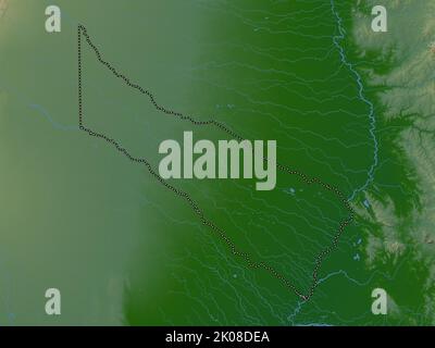 Formosa, Provinz Argentinien. Farbige Höhenkarte mit Seen und Flüssen Stockfoto