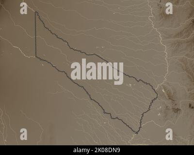 Formosa, Provinz Argentinien. Höhenkarte in Sepia-Tönen mit Seen und Flüssen Stockfoto