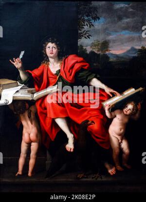 Johannes der Evangelist, Ende 1620s Gemälde von Domenico Zampieri (21. Oktober 1581 - 6. April 1641), bekannt durch den winzigen Domenichino nach seiner Kürze, war ein italienischer Barockmaler der Bologneser Malerschule Stockfoto