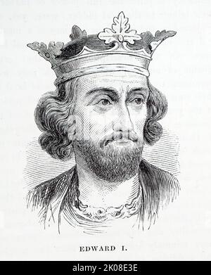 Edward I. (17/18. Juni 1239 - 7. Juli 1307), auch bekannt als Edward Longshanks und der Hammer der Schotten, war von 1272 bis 1307 König von England. Vor seiner Thronbesteigung wurde er allgemein als Lord Edward bezeichnet. Edward, der erste Sohn Heinrichs III., war schon früh an den politischen Intrigen der Herrschaft seines Vaters beteiligt Stockfoto