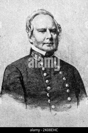 Generalmajor Sterling Price (14. September 1809 - 29. September 1867) war ein General der Vereinigten Staaten und leitender Offizier der Bundesstaaten-Armee, der sowohl im westlichen als auch im Trans-Mississippi-Theater des amerikanischen Bürgerkrieges kämpfte. Er wurde während des mexikanisch-amerikanischen Krieges bekannt und diente von 1853 bis 1857 als Gouverneur von Missouri Stockfoto