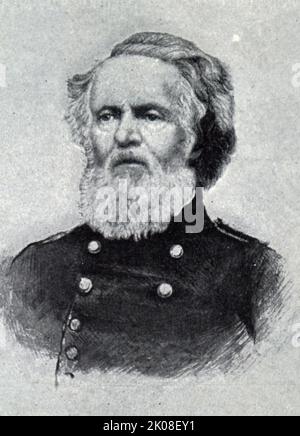 General J. F. K. Mansfield. Joseph King Fenno Mansfield (22. Dezember 1803 - 18. September 1862) war ein beruflicher Offizier der US-Armee, Bauingenieur und ein Unionsgeneral im amerikanischen Bürgerkrieg, der bei der Schlacht von Antietam tödlich verletzt wurde Stockfoto