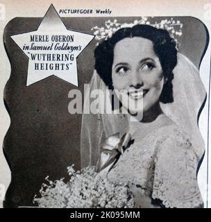 Merle Oberon in Wuthering Heights, einem amerikanischen Drama aus der Romantikzeit von 1939. Merle Oberon (geboren Estelle Merle O'Brien Thompson; 19. Februar 1911 - 23. November 1979) war eine in Indien geborene britische Schauspielerin, die ihre Filmlaufbahn im britischen Film begann. Stockfoto