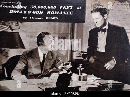 John Barrymore und Lionel Barrymore in Night Flight, (auch bekannt als Dark to Dawn), einem US-amerikanischen Drama aus dem Jahr 1933. John Barrymore (geboren John Sidney Blyth; 14. Oder 15. Februar 1882 - 29. Mai 1942)[A] war ein amerikanischer Schauspieler auf Bühne, Leinwand und Radio. Lionel Barrymore (geboren Lionel Herbert Blythe; 28. April 1878 - 15. November 1954) war ein amerikanischer Schauspieler für Bühne, Leinwand und Radio sowie ein Filmregisseur. Stockfoto