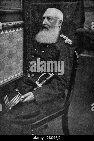 Leopold II. (1835 - 1909) war von 1865 bis 1909 der zweite König der Belgier und von 1885 bis 1908 durch seine eigenen Bemühungen der König-Souverän des Kongo-Freistaates. Stockfoto
