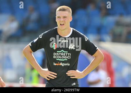 Napoli, Italien. 10. September 2022. Emil Holm Spieler von Spezia, während des Spiels der italienischen Serie A Liga zwischen Napoli vs Spezia Endergebnis, Napoli 1, Spezia 0, Spiel im Diego Armando Maradona Stadion gespielt. Napoli, Italien, 10. September 2022. (Foto von Vincenzo Izzo/Sipa USA) Quelle: SIPA USA/Alamy Live News Stockfoto