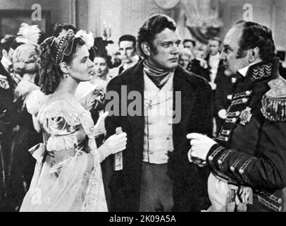 Ingrid Bergman, Joseph Cotten und Cecil Parker in Under Capricorn ist ein britischer historischer Thriller von 1949 unter der Regie von Alfred Hitchcock. Ingrid Bergman (29. August 1915 - 29. August 1982) war eine schwedische Schauspielerin, die in einer Vielzahl von europäischen und amerikanischen Filmen, Fernsehfilmen und Theaterstücken spielte. Mit einer Karriere von fünf Jahrzehnten gilt sie oft als eine der einflussreichsten Leinwandfiguren der Filmgeschichte. Joseph Chenshire Cotten Jr. (15. Mai 1905 - 6. Februar 1994) war ein amerikanischer Film-, Bühnen-, Radio- und Fernsehschauspieler. Cecil Parker (geboren Cecil Schwabe, 3. September 1897 - 20 AP Stockfoto