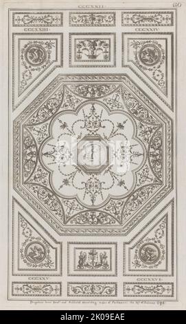 Deckenschmuck, Nr. CCCXXII-CCCXXVI ("Entwürfe für verschiedene Ornamente", pl. 50), 27. Februar 1791. Stockfoto