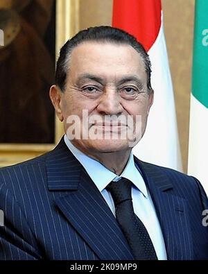 Muhammad Hosni El Sayed Mubarak (4. Mai 1928 - 25. Februar 2020) war ein ägyptischer militärischer und politischer Führer, der von 1981 bis 2011 als vierter Präsident Ägyptens diente. Stockfoto