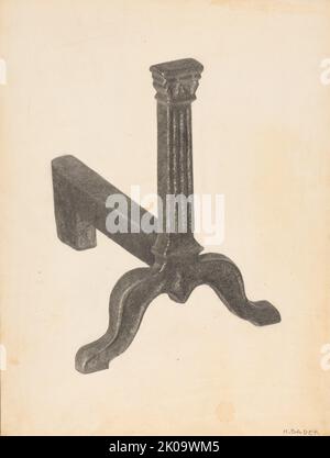 Andiron (eines der Paare), c. 1938. Stockfoto