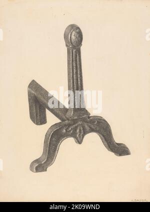 Andiron (eines der Paare), c. 1938. Stockfoto