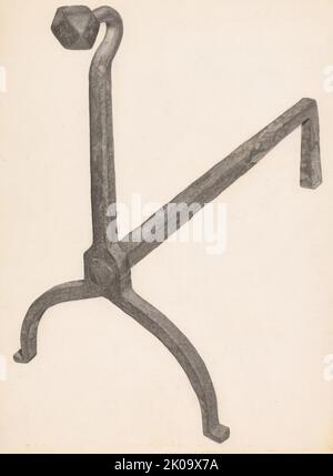 Andiron (eines der Paare), c. 1938. Stockfoto