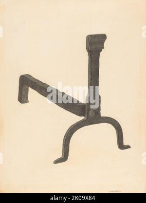 Andiron (eines der Paare), c. 1938. Stockfoto