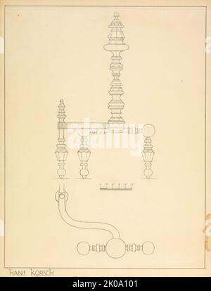 Andiron (eines der Paare), c. 1937. Stockfoto