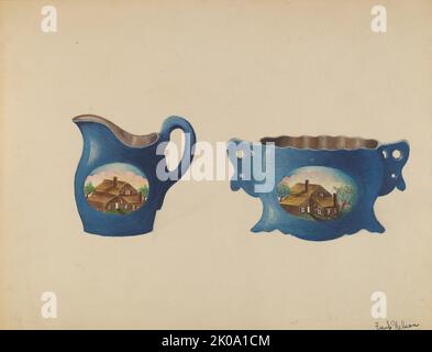 Cream Pitcher und Zucker Schüssel, c.. 1936. Stockfoto