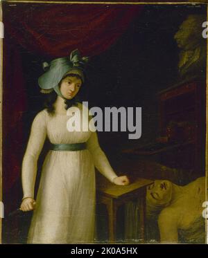 Porträt von Charlotte Corday (1768-1793) in dem Moment, nachdem sie Marat ermordet hatte, c1793. Stockfoto