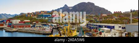 Sisimiut, Grönland - 28. August 2022 : Hafen von Sisimiut, Grönland. Stockfoto