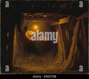 Arbeitet an der U-Bahn-Linie 1; Graben unter dem Place de l'Etoile, zwischen 1899 und 1902. Stockfoto