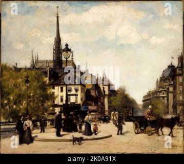 Blick auf den Boulevard du Palais und den Quai des Orfevres, 4. Arrondissement, im Jahr 1902. Stockfoto