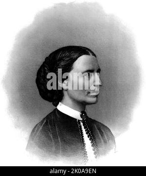 Clarissa Harlowe Barton (25. Dezember 1821 - 12. April 1912) war eine amerikanische Krankenschwester, die das amerikanische Rote Kreuz gründete. Sie war Krankenschwester im amerikanischen Bürgerkrieg, Lehrerin und Patentbeamtin. Stockfoto