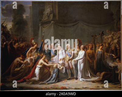 Allegorie auf den Einzug Ludwigs XVIII in Paris, 3. Mai 1814. Stockfoto