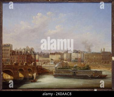 Pont-Neuf und der Quai de Conti im Jahr 1830. Stockfoto