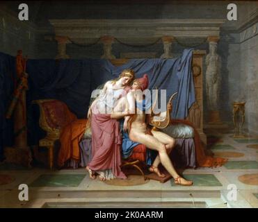 Paris und Helen, Öl auf Leinwand, von Jacques-Louis David, 1788. Jacques-Louis David (30. August 1748 - 29. Dezember 1825) war ein französischer Maler im neoklassischen Stil, der als der bedeutendste Maler dieser Zeit galt Stockfoto