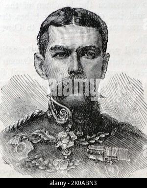 Horatio Herbert Kitchener, 1. Earl Kitchener KG KP GCB OM GCSI GCMG GCIE PC (24. Juni 1850 - 5. Juni 1916) war ein anglo-irischer hochrangiger Offizier der britischen Armee und Kolonialverwalter. Kitchener wurde bekannt für seine imperialen Kampagnen, seine verbrannte Erdpolitik gegen die Buren, seine Expansion der Lord Roberts Konzentrationslager während des Zweiten Burenkrieges und seine zentrale Rolle in der frühen Hälfte des Ersten Weltkriegs Stockfoto