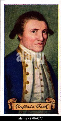 James Cook FRS (7. November 1728 - 14. Februar 1779) war ein britischer Entdecker, Navigator, Kartograph und Kapitän der britischen Royal Navy, berühmt für seine drei Reisen zwischen 1768 und 1779 im Pazifischen Ozean und insbesondere nach Australien Stockfoto