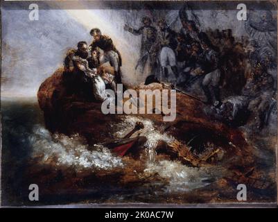 Apotheose Napoleons. Napoleon auf dem Felsen von St. Helena, zwischen 1821 und 1863. Stockfoto