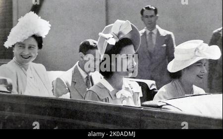 König Georg VI. Von England mit Königin Elizabeth, Prinzessin Margaret und Prinzessin Elizabeth auf ihrer königlichen Tournee durch Südafrika Stockfoto