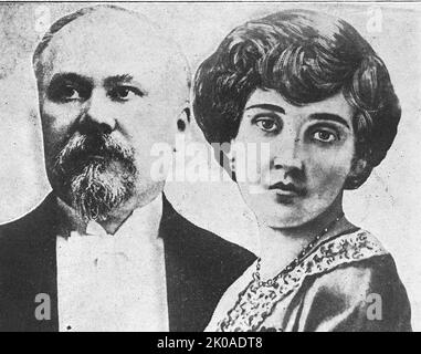 Raymond Poincare (1860 - 1934) von 1913 bis 1920 französischer Präsident und seine Frau Henriette Poincare Stockfoto