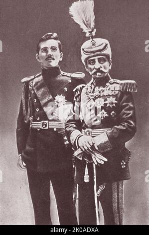 Peter I., König von Serbien mit seinem Sohn, Kronprinz Alexander, 1914 Stockfoto