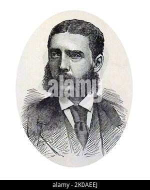 Major Gonville Bromhead VC (29. August 1845 - 9. Februar 1891) war Offizier der britischen Armee und erhielt das Victoria Cross, die höchste Auszeichnung für Tapferkeit gegenüber dem Feind, die an Mitglieder der britischen Streitkräfte vergeben werden kann. Im Januar 1879 erhielt er die Medaille für seine Rolle bei der Verteidigung von Rorkes Drift, in der eine kleine britische Garnison von 139 Soldaten erfolgreich einen Angriff von etwa 4.000 Zulu-Kriegern zurückgeschlagen hat. Bromhead wurde von Michael Caine in dem Film Zulu porträtiert, der die Schlacht darstellte Stockfoto