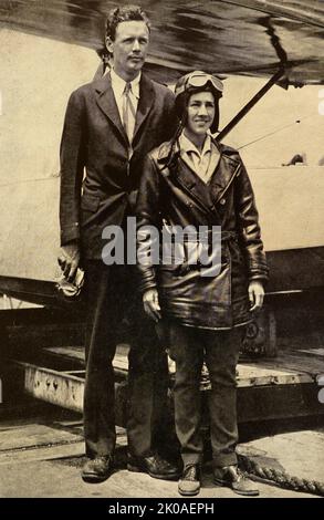 Charles und Anne Morrow Lindbergh. 1931. Charles Augustus Lindbergh (1902 - 1974) war ein amerikanischer Flieger, Militäroffizier, Autor, Erfinder und Aktivist Stockfoto