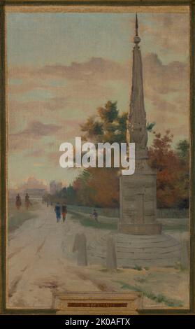 Skizze für das Rathaus von Vincennes: Die Kapelle, der Keep, der Obelisk, die Manövrierfläche, die Festung, Die Hochebene von Gravelles, 1898. Stockfoto