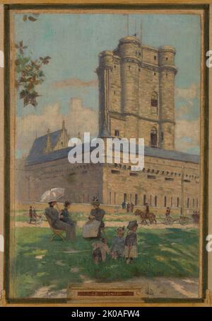 Skizze für das Rathaus von Vincennes: Die Kapelle, der Keep, der Obelisk, die Manövrierfläche, die Festung, Die Hochebene von Gravelles, 1898. Stockfoto