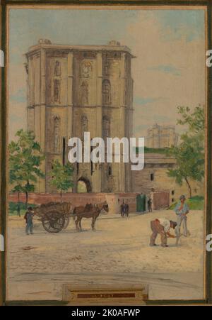 Skizze für das Rathaus von Vincennes: Die Kapelle, der Keep, der Obelisk, die Manövrierfläche, die Festung, Die Hochebene von Gravelles, 1898. Stockfoto