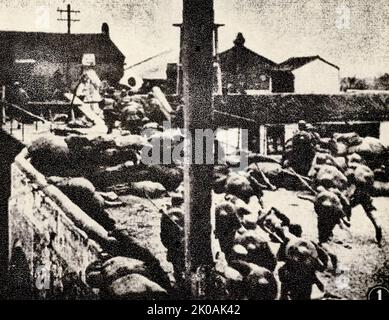 Die 19. Route Army verfolgt die japanischen Eindringlinge. Die 19. Route Army der Nationalen Revolutionären Armee ist eine Einheit der Nationalen Revolutionären Armee der Republik China. Stockfoto