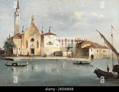 Blick auf die Insel Santa Maria delle Grazie. Stockfoto