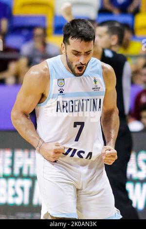 Recife, Brasilien. 10. September 2022. PE - Recife - 09/10/2022 - AMERICAP 2022, ARGENTINA X VEREINIGTE STAATEN - der argentinische Spieler Facundo Campazzo feiert den Freitag während eines Spiels gegen die Vereinigten Staaten in Geraldao um Americup 2022. Foto: Rafael Vieira/AGIF/Sipa USA Quelle: SIPA USA/Alamy Live News Stockfoto